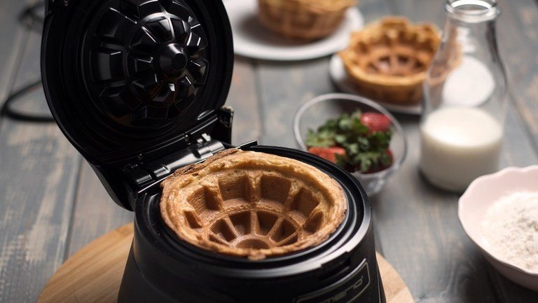 Download Black Color Bowl Waffle Best Waffle Maker Easy Cleaning Cup Shape Waffle Machine Non-Stick ...